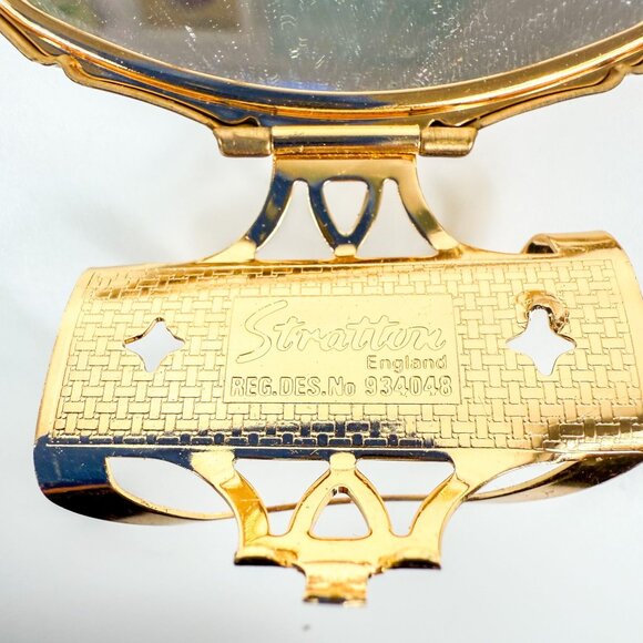 Stratton England Gold Lipview Lipstick Case Holder Floral Sweetpea Mirror - Picture 4 of 4